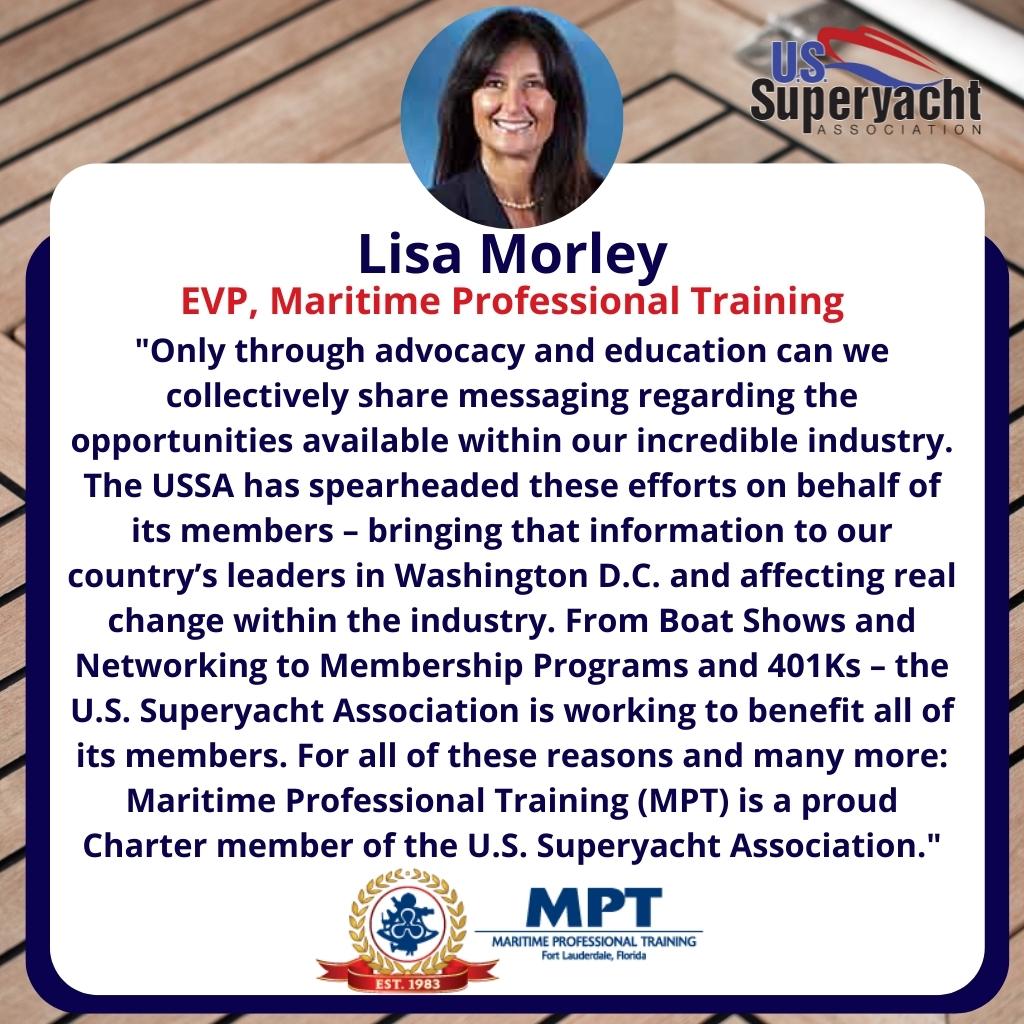 Lisa Morley, MPT, U.S. Superyacht Association Member Testimonial