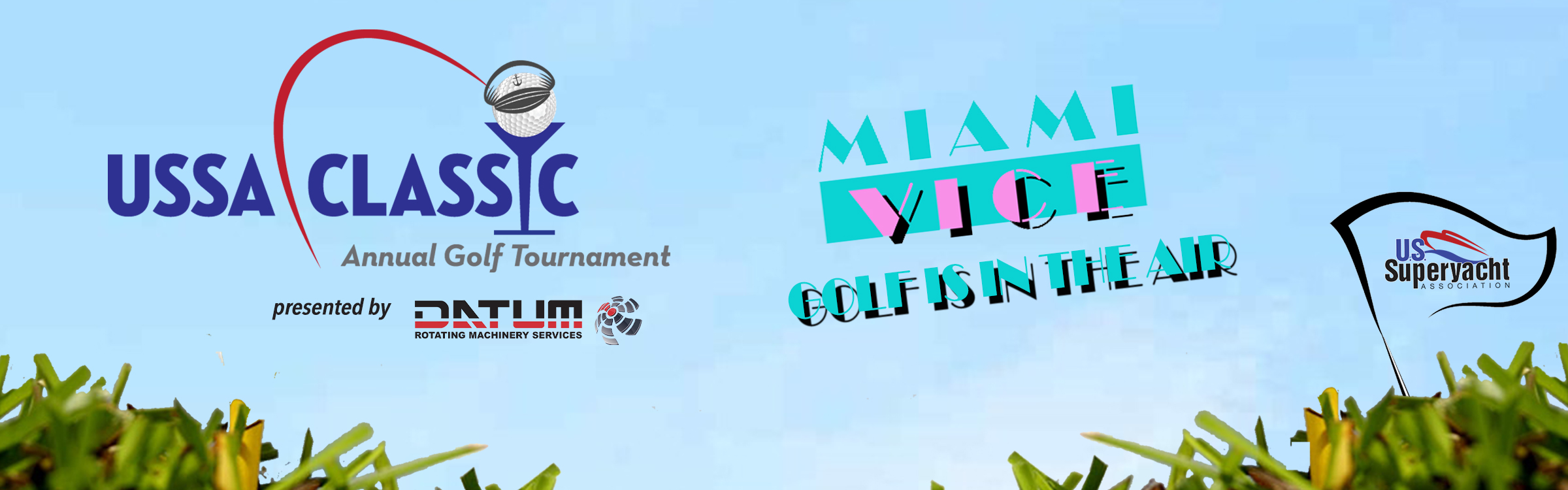 Golf Classic Header with logo and Miami vice logo
